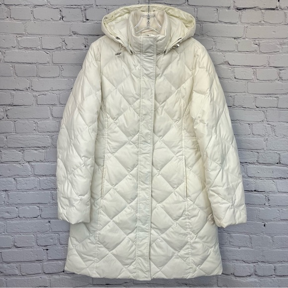 Eddie Bauer Yukon Classic Down Hooded Quilted Parka 700 Fill Off-White Sz M - Picture 2 of 16